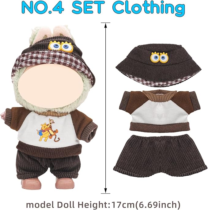 4 Pack—17cm Dolls Clothes,Premium Doll Outfit with Accessories,Doll Princess Skirt,Cute Clothes Outfit for 17cm Dolls,End Fashion Clothing Set(No Dolls and Shoes) (Set N)