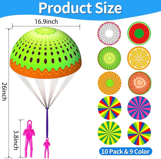 Parachute Toys for Kids Easter Egg Fillers, Hand Throwing Outdoor Flying Toys for Boys Girls 3 4 5 6 7 8-12 Years with Small Figures Birthday Gift Easter Basket Stuffers Classroom Prizes