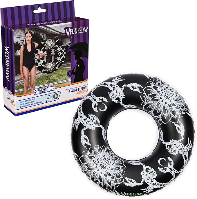 Swimways Wednesday Swim Tube Pool Float, Inflatable Pool Floats & Kids Pool Toys, Swimming Pool Accessories & Beach Essentials for Teens Aged 14 & Up