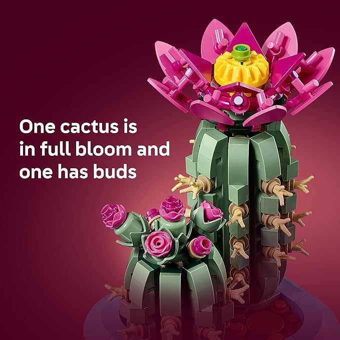 LEGO Botanicals Flowering Cactus Building Toy - Crafting Kit for Girls & Boys, Ages 9+ - Gift for Birthdays - Cactus Room Decor for Display for Bedroom or Book Shelf - 11509