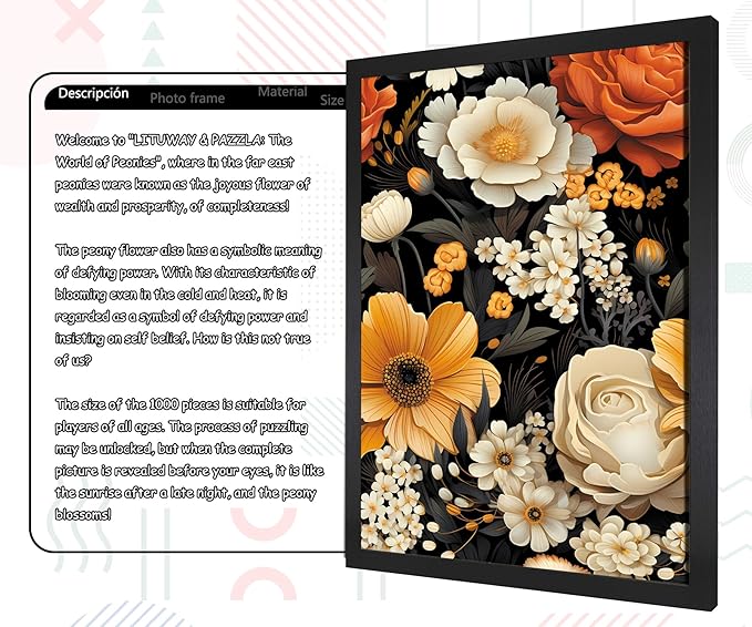 Flower Puzzles for Adults 1000 Pieces, Fit Together Perfectly, No Dust, Bright and Floral Jigsaw Puzzles 1000 Pieces, Challenging Family Activity, Great Gift Idea, Colorful House Decor(Puzzle 1000)