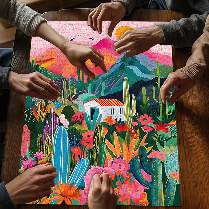 Cactus Puzzle for Adults - 1000 Piece Desert Plant & Mountain Landscape Nature Succulent Jigsaw Puzzle