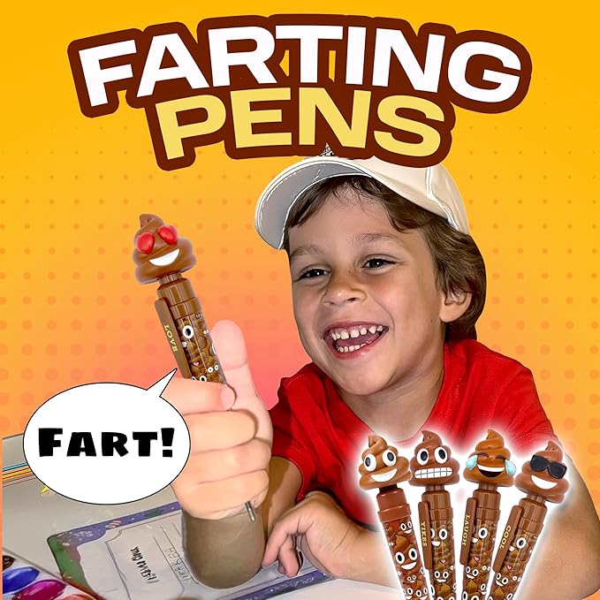 Farting Poop Pen with 7 Funny Fart Sounds - Easter Basket Stuffers for Teens & Kids, Silly Novelty Gag Gift for Boys & Girls, Easter Toys Essentials, Great for Birthdays, Funny Gift (Heart Eyes)