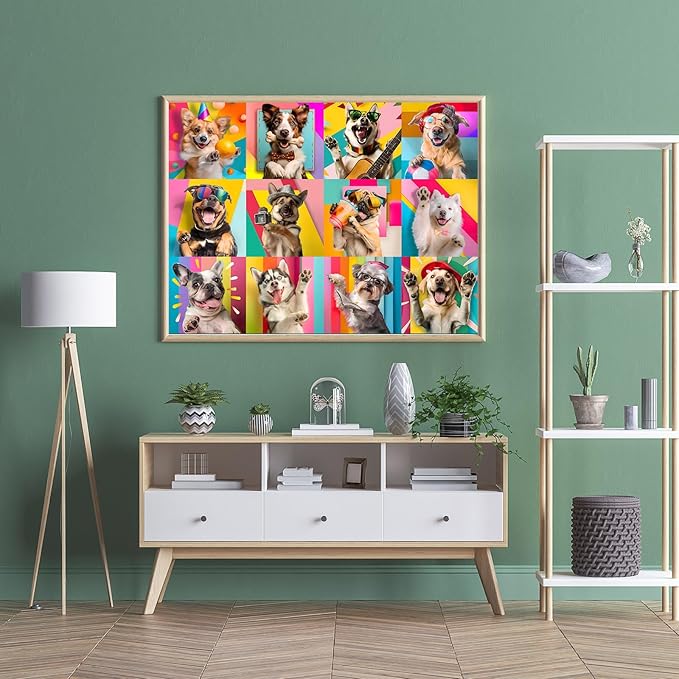 Puzzles for Adults 500 Pieces, Dog Puzzle Jigsaw Puzzles 500 Pieces - Cheerful Dogs, Dog Decor Impossible Puzzle, Finished Size 20.47 * 14.96”, with 1:1 Poster, Letter on The Back