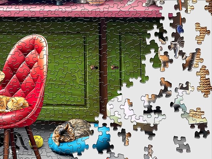 Springbok Cat Cafe 500 Piece Jigsaw Puzzle for Adults - Kittens in a Coffee Shop - Unique Cut Pieces - Made in USA