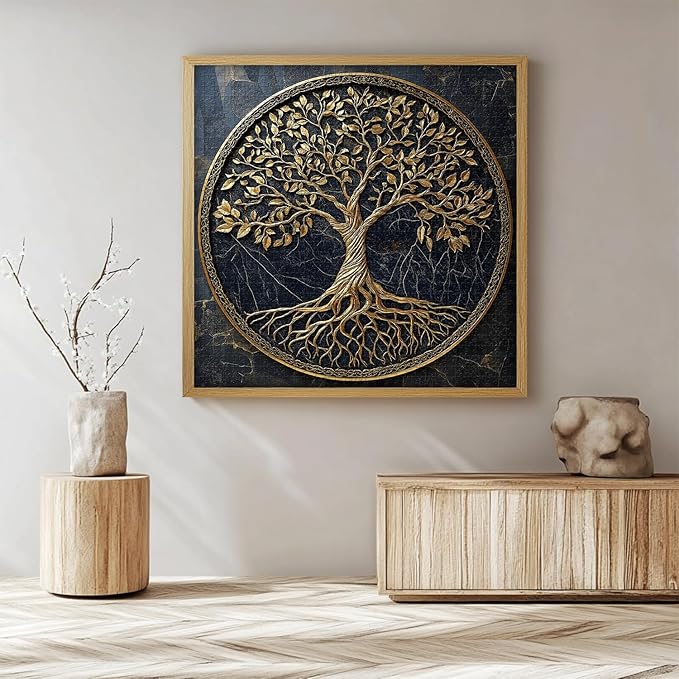 Tree of Life Jigsaw Puzzles 1000 Pieces for Adults, PICKFORU Gradient Tree Puzzle Black Gold, Challenging Spring Nature Plant Theme as Wall Decor