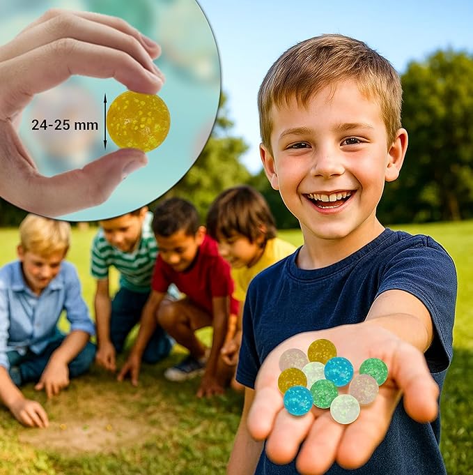 ARSUK Large Glass Shooter Marbles for Decoration 25mm/1 inch 10pcs Assorted Colour Marble Game, Marble Run Accessories Learning and Recreational, Sports & Outdoor Play (10pcs Glowinthe Dark Marbles)