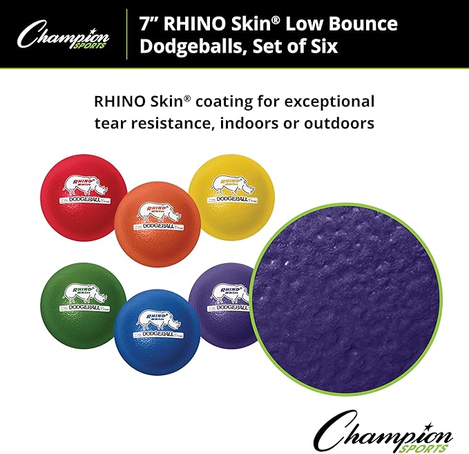 Champion Sports® Rhino Skin® Low Bounce Dodgeball Sets & Singles for Playground, PE, Backyard & League Games – Team Sports Equipment for Youth & Adults