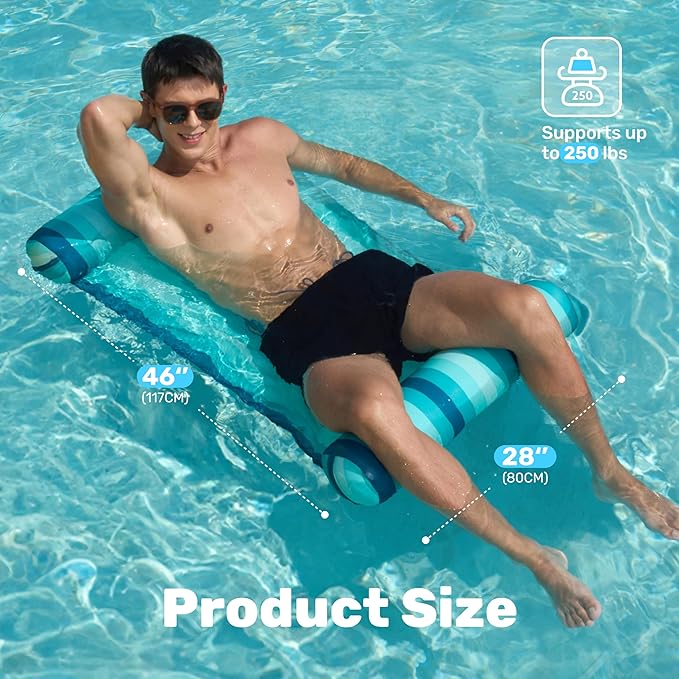Sloosh 3 Pack 4-in-1 Inflatable Pool Floats - Water Hammock Lounges, Multi-Purpose Swimming Pool Accessories (Saddle, Lounge Chair, Drifter) for Pool, Lake, Outdoor, Beach