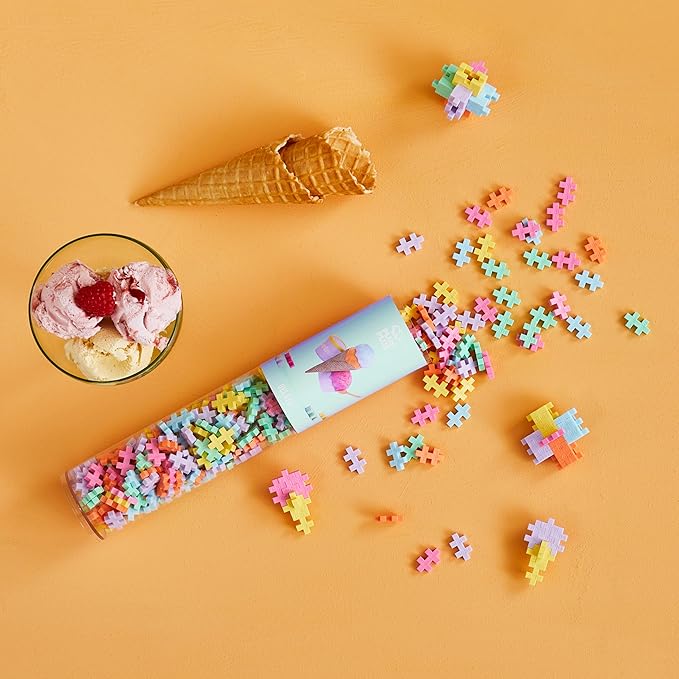 PLUS PLUS 240 Piece Interlocking Building Blocks for Kids, Open Ended Connecting Toys, STEM Bin Classroom Mini Manipulatives - Gelato Mix Play Tube