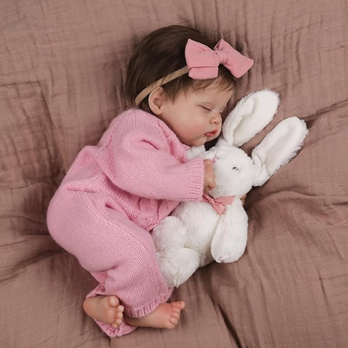 WOOROY Realistic Reborn Baby Dolls – 18-Inch Real Life Sleeping Newborn Girl, Lifelike Doll with Weighted Soft Body, Handmade Gift Toy with Accessories for Kids Age 3+