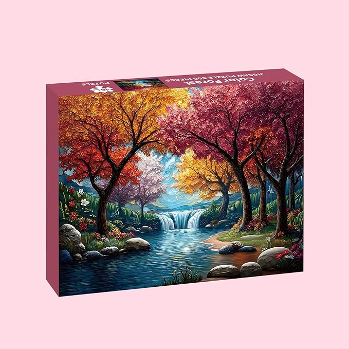 Landscape Puzzles for Adults 500 Pieces, Forest Jigsaw Puzzles 500 Pieces - Color Forest, Impossible Puzzle for Landscape Decor, Finished Size 20.47 * 14.96”, with 1:1 Poster, Letter on The Back