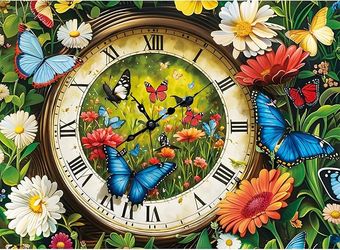 500 Pieces Puzzle for Adults,Fantasy Forest Clock Puzzle,Recycled Cardboard Flowering Time Puzzles 500 Pieces,Challenging Game Home Decor Birthday Party Gift Toy for Adults Seniors 20.5 * 15 in