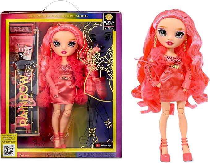 Rainbow High Priscilla- Pink Fashion Doll. Fashionable Outfit & 10+ Colorful Play Accessories. Great Gift for Kids 4-12 Years Old and Collectors.