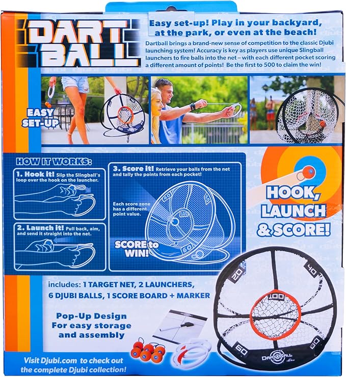 Djubi Dartball, Best Gifts for Kids and Teens All Ages 8 & Up - Slingshot Outdoor Beach, Lawn, & Tailgating Family Game - Toys Gifts for 8 9 10 11 12 13 Year Old Boys