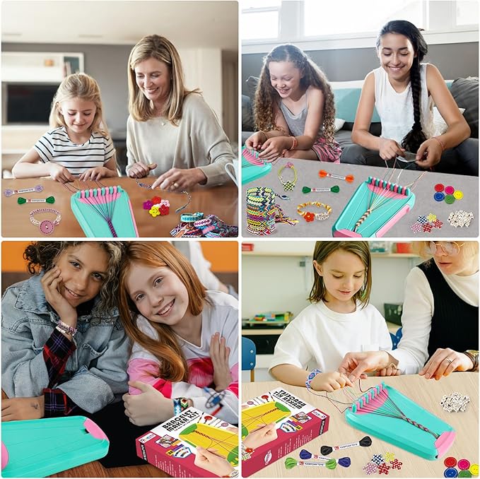 Friendship Bracelet Making Kit for Girls Ages 8-12, Kids Jewelry Making Kit with 28 Pre-Cut Threads and Letter Beads, Arts and Crafts for Kids, Birthday Easter Gifts for 6 7 8 9 10 11 12 Year Old