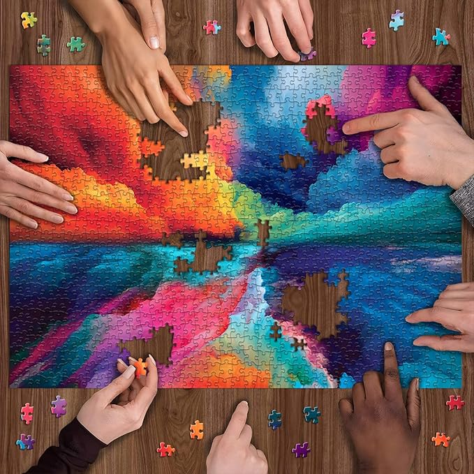 Impossible Puzzles for Adults 1000 Piece, Hard Difficult Jigsaw Puzzles for Adults Painting, Gradient Rainbow Colorful Challenging Puzzles for Adults Teens