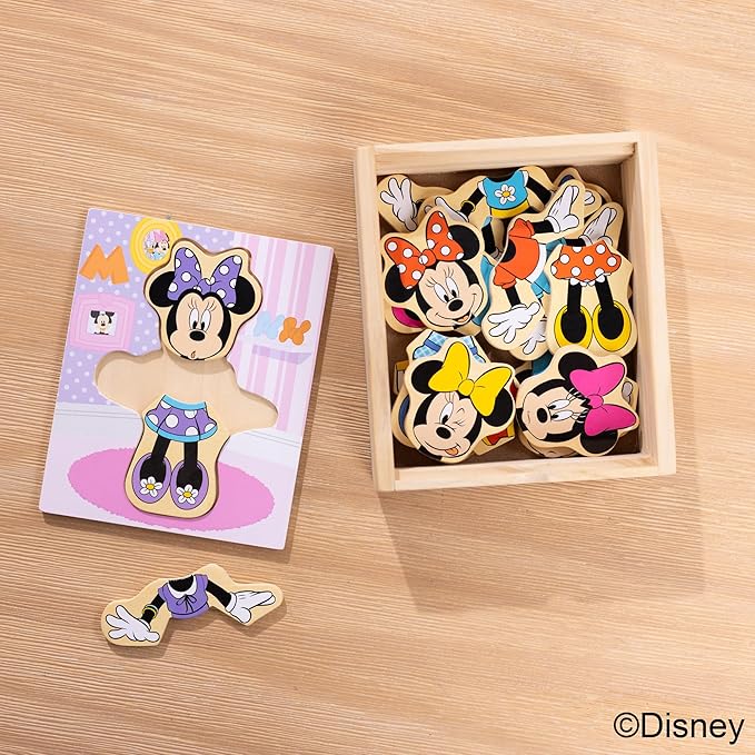 Melissa & Doug Disney Minnie Mouse Dress-Up Puzzle, 18 Pieces Mix and Match Outfits, Sorting & Matching Toy with Storage Case, Educational Puzzle for Toddlers Ages 3+