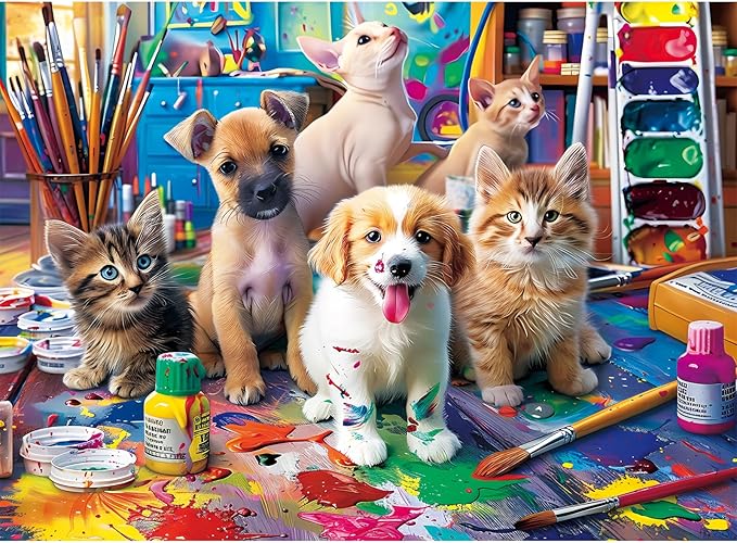 300 Piece Puzzle for Adults Jigsaw Puzzles Dog Puzzles 300 Pieces for Adult Kids Ages 8-10 10-12 Recycled Cardboard Adult Puzzles Game Birthday Gift Family Challenging Game 20.5x15IN