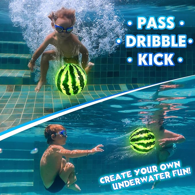 LED Underwater Pool Ball Game – 1 Pack 9" Glow Water Ball Toy for Kids, Teens, Pool Sports Game for Water Football & Basketball, Fun Pool Game for Backyard Parties & Outdoor Water Play