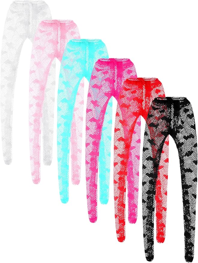 6 Pieces Doll Tights 12 Inch Handmade Doll Lace Stockings Female Long Sock Legging Casual Accessories for DIY Gifts(Heart Print)