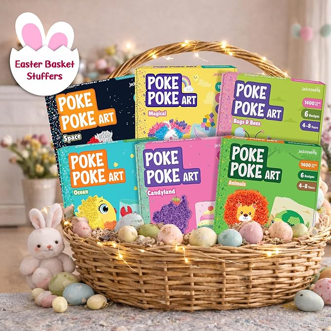 jackinthebox Poke Poke Art – Pets Theme, Mess-Free Fabric Art and Craft, Flower Pressing Kits, Gift for Kids, Girl Gifts, Boy Gift, Easter Gifts for Girls and Boys Ages 4 5 6 7 8
