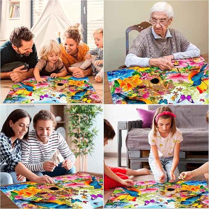 300 Piece Jigsaw Puzzle for Adults, Birds Flower Puzzles 300 Pieces for Adults Fit Together Perfectly, Challenging Puzzle for Friends Family Activity Game Nights- Finished Size 20.5×15