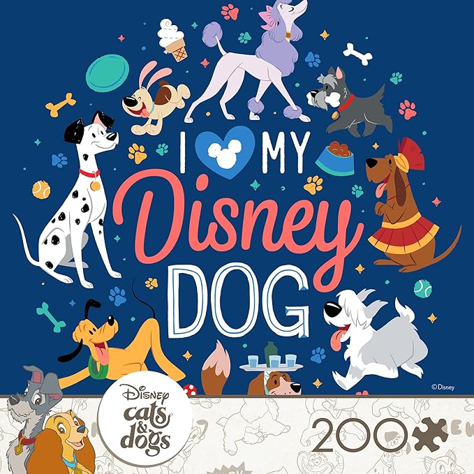 Ceaco - Disney Cats and Dogs - I Love My Disney Dog - 200 Piece Puzzle for Families - Challenging and Perfect for Game Nights - Finished Puzzle Size 15 x 15