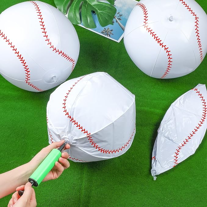 Zhanmai 6 Pack Inflatable Baseball 16 Inch Blow up Beach Ball Large Sport Pool Ball with Pump for Adults Teens Gift Summer Outdoor Party Decorations