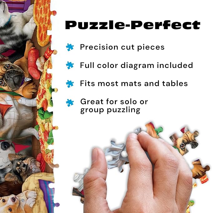 Buffalo Games - Pizza Time Pups by Brigid Ashwood 750 Piece Jigsaw Puzzle for Adults and Teens Colorful Dogs Kitchen Scene