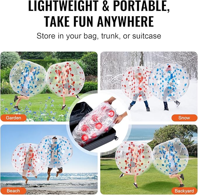 VEVOR Inflatable Bumper Ballѕ 2 Packs; 2FT/3FT/4FT/5FT Body Size Adult Human Bubble Ballѕ, Bumper Bubble Soccer Ballѕ for Teens/Adults