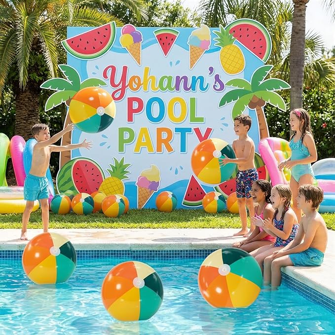 12 Pcs Orange Green Inflatable Beach Balls Bulk for Kid Pastel Jumbo Big Beach Balls Baby Shower Birthday Summer Swimming Party Decorations Favor Water Games(24 Inch)