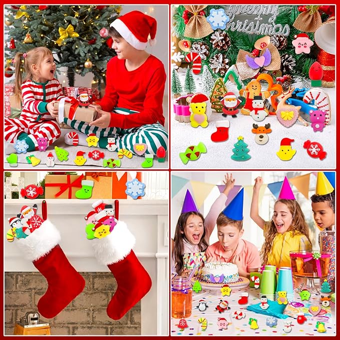30 Pack Christmas Squishy Toys, Christmas Party Favors Stocking Stuffers Xmas Gifts, Kawaii Mochi Squishies Sensory Squeeze Toys for Kids Girls Boys Toddlers Treasure Box Toys Classroom Prizes