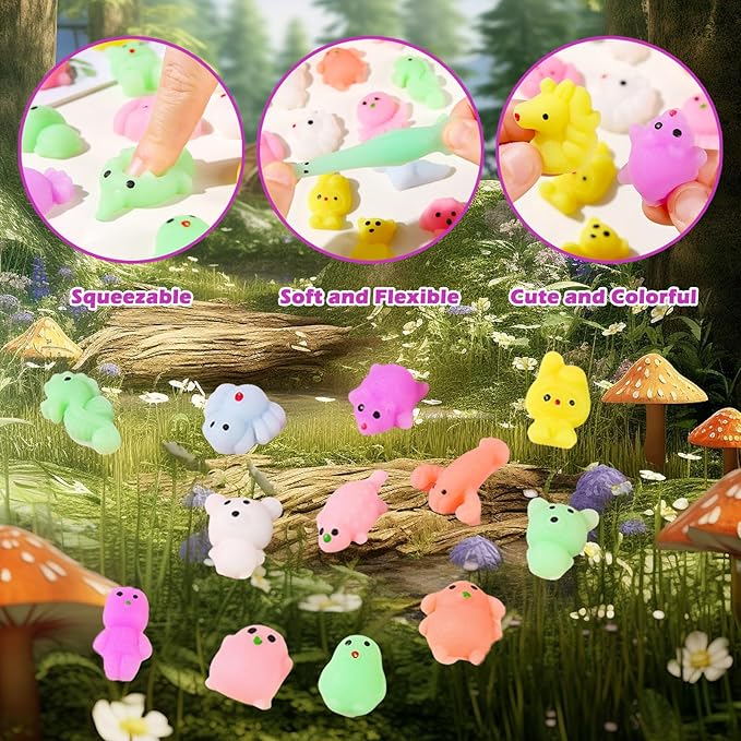 50-Pack Squishy Fidget Toys Blind Bags – Mini Mochi Squishies Mystery Toys for Kids, Party Favors, Classroom Prizes, Goodie Bag Stuffers, Sensory Stress Relief Squeeze Toy