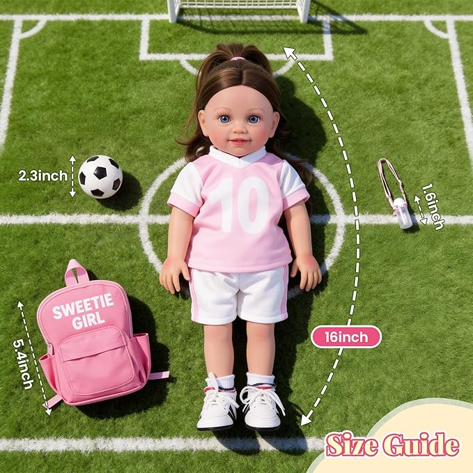 BABESIDE American Realistic Baby Doll Girl, 16 Inch Pretend Play Dolls Set, Real Life Baby Dolls Complete with Clothes and Toy Accessories for Kids Age 3+