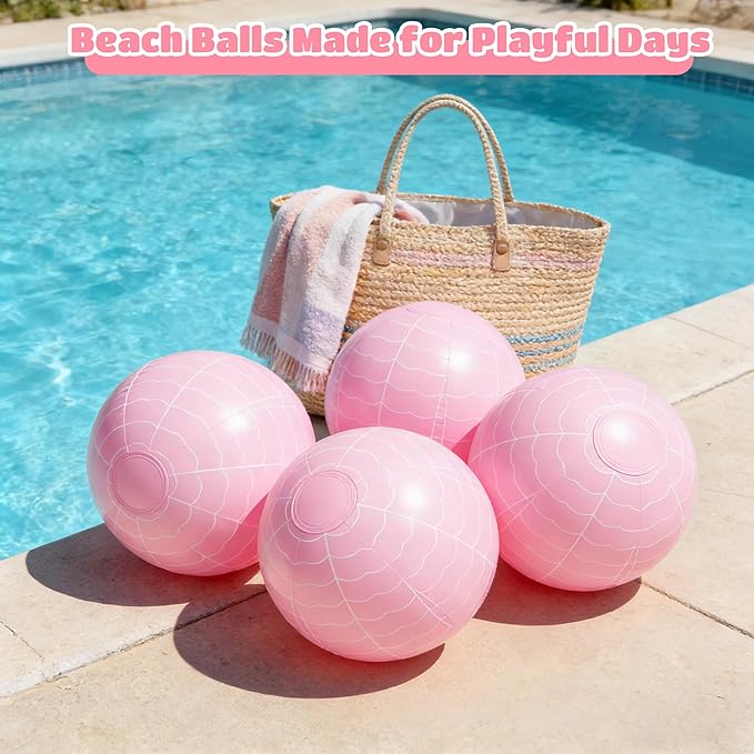 12 Pack Beach Ball Set, Reusable Colorful Inflatable Ball with Vacuum Storage Bag for Pool Party, Beach Games