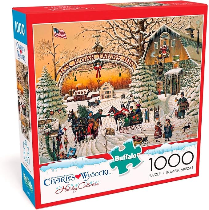 Buffalo Games – A Christmas Greeting - Charles Wysocki - 1000 Piece Holiday Jigsaw Puzzle  Colorful Puzzle for Adults – Precision-Cut, Beautiful, Winter Artwork, and Hours of Festive Fun