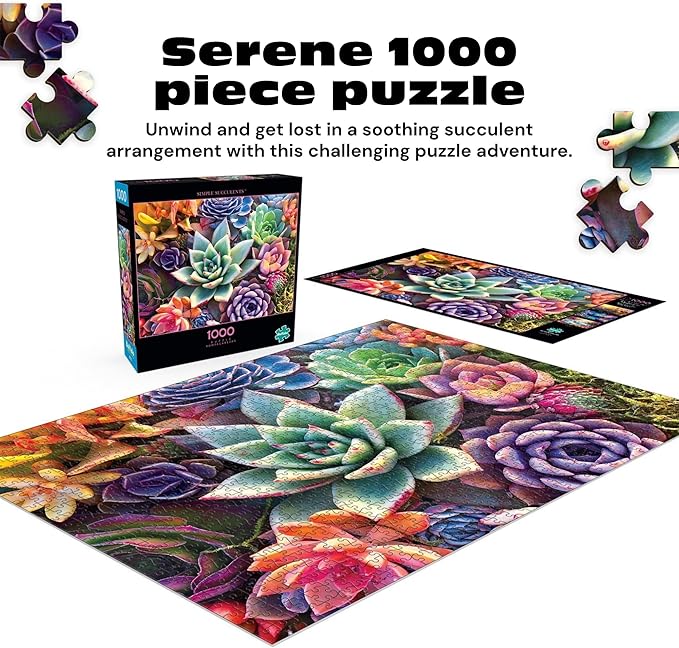 Buffalo Games - Simple Succulent - James Mertke - 1000 Piece Jigsaw Puzzle for Adults - Challenging Puzzle for Game Nights - Vibrant Plant Artwork - Finished Size 26.75 x 19.75 - Made in the USA