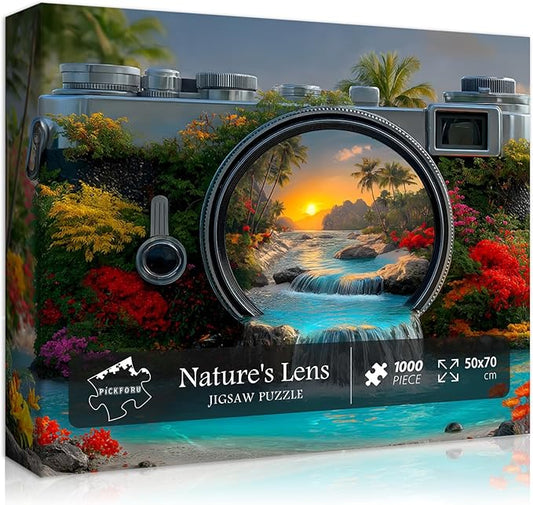 1000 Piece Landscape Puzzles for Adults, Nature’s Lens Sunset Scenery Puzzles, Unique Camera Scenic Jigsaw Puzzles for Adults