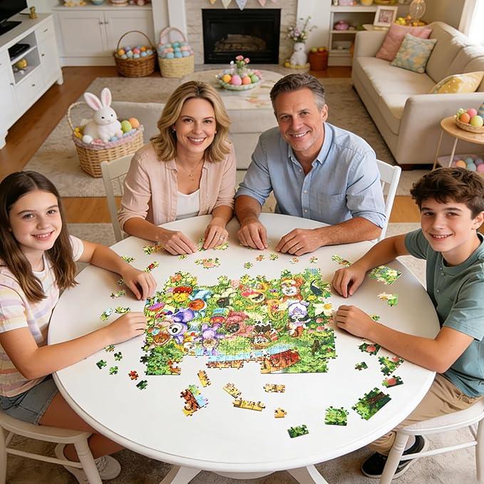 500 Piece Puzzles for Adults - Easter Dog Bunny Ears & Egg Designs Themed - Challenging Puzzle for Game Nights Spring Holiday Family Party Decoration