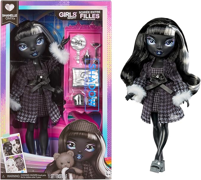 Rainbow High Shadow High Girl's Night Shanelle Onyx- Grayscale 11" Fashion Doll. Black Hair. Black Outfit. Girl's Night Accessories and Comb.