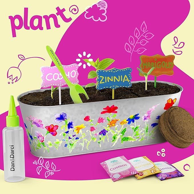Dan&Darci Paint & Plant Flower Growing Kit for Kids - Easter Gift Ideas Age 5 6 7 8-12 Year Old Girl - Birthday Crafts Gifts for Girls & Boys, Fun Gardening Kits, Art Projects for Ages 5-12 Years