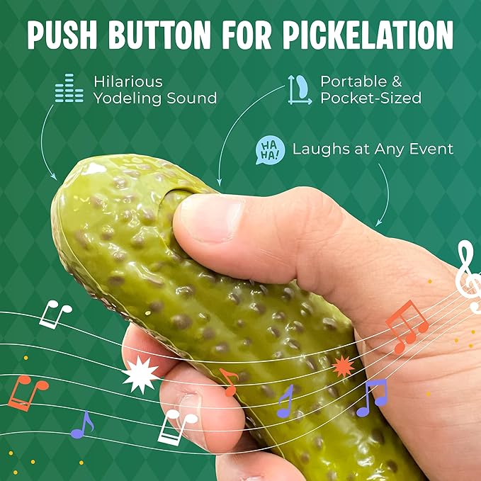 DR DINGUS Yodeling Pickle (1 Pickle - 5 Inch) Sings Dill-lightful Musical Yodel Song - Hilarious Laughs - Singing Novelty Gag Gift for Friends Family Coworkers Office Students Classroom