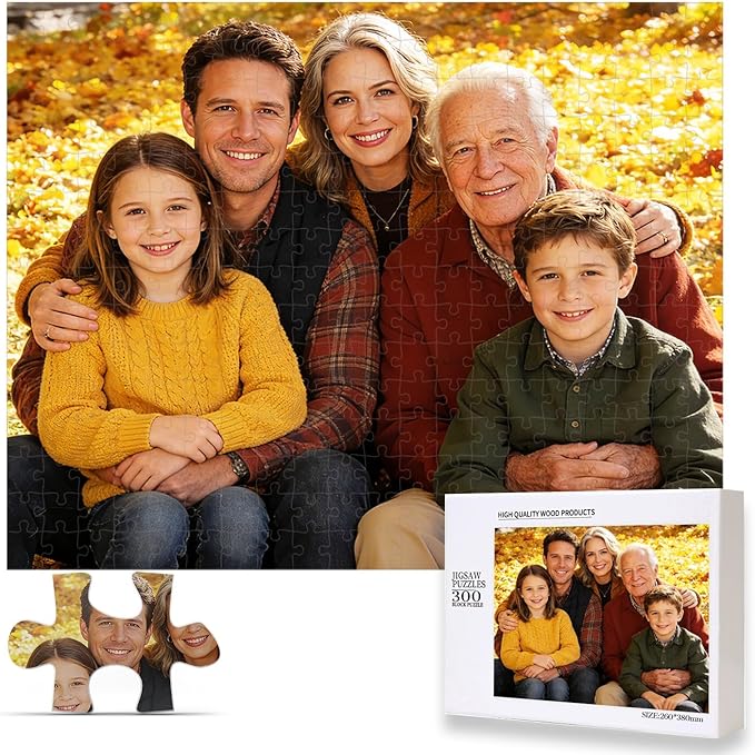 Custom Puzzle from Photo, Personalized Puzzle for Adults 120/200/300/500/1000 Pieces, Customized Jigsaw Puzzle Gift for Family, Wedding, Friend