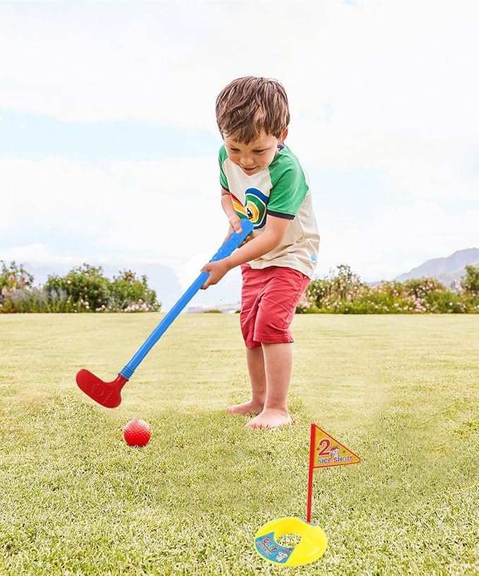 Plastic Golf Clubs, Educational Golf Toys Sets for Toddlers Kids, Outdoor Indoor Sports Golf Game Toys for Boys Girls, Sturdy & Multi-Colored