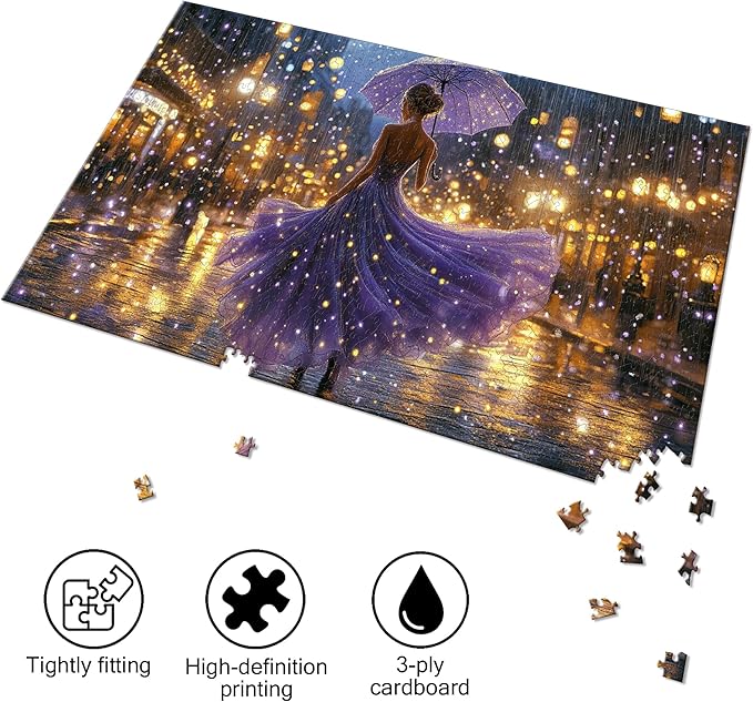 Bimkole Violet Night Puzzles for Adults 1000 Pieces, Woman Paper Jigsaw Puzzle 1000 Pieces - Fun and Challenging Family Decoration Puzzle Great Gift Idea, Finished Size is 31.5 x 16.14 in