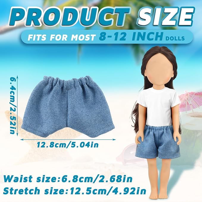 Bencailor 6 Pcs Short Doll Pants Clothes Shorts Smart Clothes Accessories for Christmas 8-12 Inch Dolls, 6 Colors (Style 2)