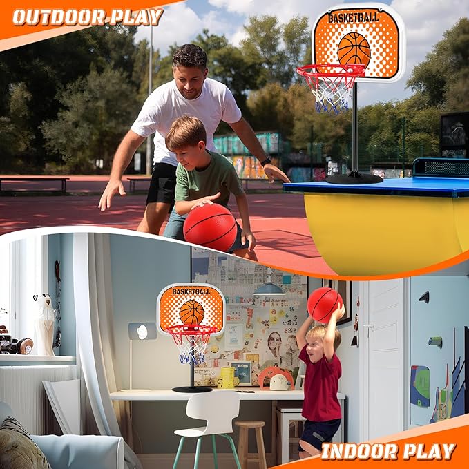 Indoor Basketball Hoop,Mini Tabletop Basketball Hoop Set with Two Balls, Mini Hoops for Desk Table Bed Office Bedroom Basketball Toys for Kids and Adults