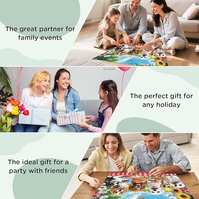 300 Pieces Puzzles for Adult, Dog Jigsaw Puzzles 300 Pieces for Adults Children Seniors, Vibrant Imagery Flower Jigsaw Puzzle, Challenging Activity Game Gift for Family Friends 20.5x15 Inches