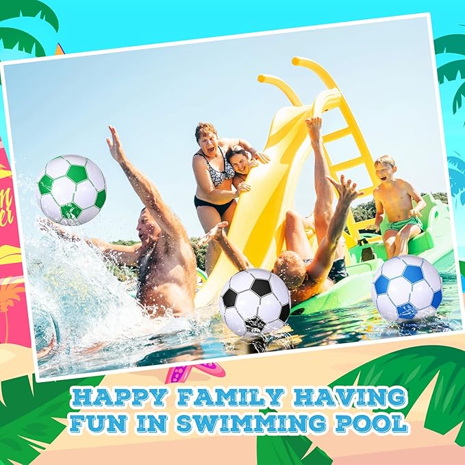 Chivao Inflatable Soccer Beach Balls 16 Inch Beach Balls Bulk Soccer Party Favors Summer Swimming Pool Games for Sports Outdoor Activity Party Decoration Supplies